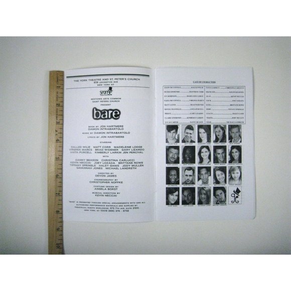 Bare Program 2013 York Theatre Off Broadway Hartmere Intrabartolo Devon Show - Picture 4 of 7